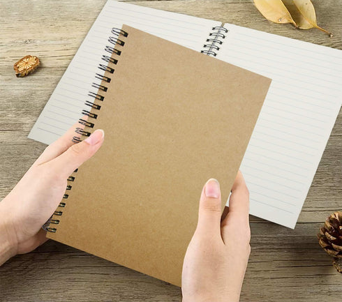 YYaaloa 4pcs A5 Ruled Spiral Notebooks, Brown Soft Cover, 120 Pages, 5.7" x 8.3" Cream Paper