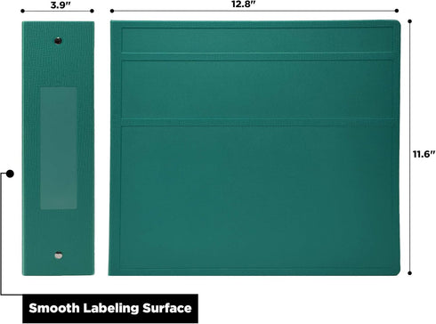 Carstens 4-Inch Heavy Duty 3-Ring Binder - Teal, Side Opening, Waterproof Cover, No Pockets, Holds 600 Sheets, 12-Count