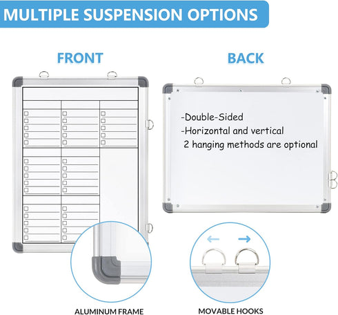 LUCYCAZ Weekly Dry Erase Board, 16" x 12", Magnetic Double-Sided To Do List Whiteboard for School, Home, Office
