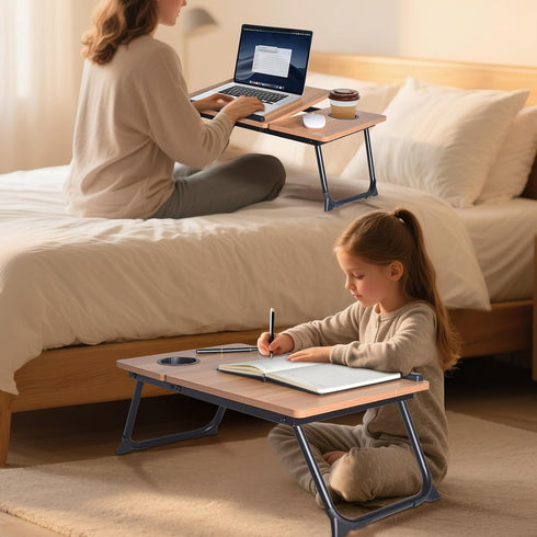 LapDesk Pro Adjustable Laptop Desk for Bed & Couch, Portable Foldable Bed Tray Table with Cup Holder, Laptop Stand