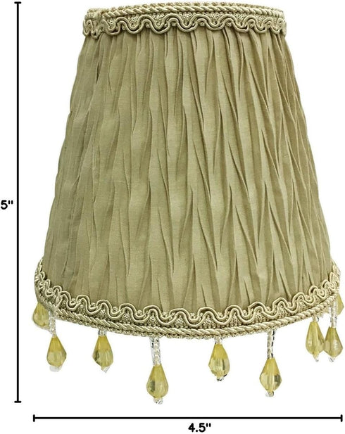 CSO-1036-5AGL 3 5 4.5, Royal Designs, Inc. Beaded Ruche Pleat Empire Chandelier Shade with Designer Trim, x x Antique