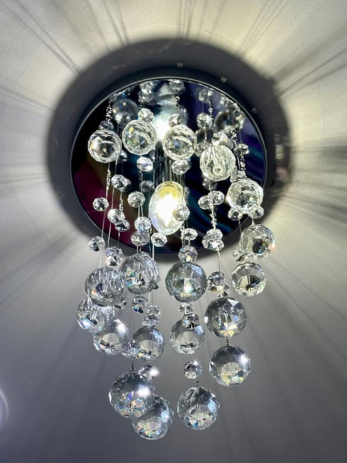 D8"x H15.8" Modern Crystal Chandelier Elegant Spiral Flush Mount Chandelier Modern Raindrop Crystal Ball Chandeliers