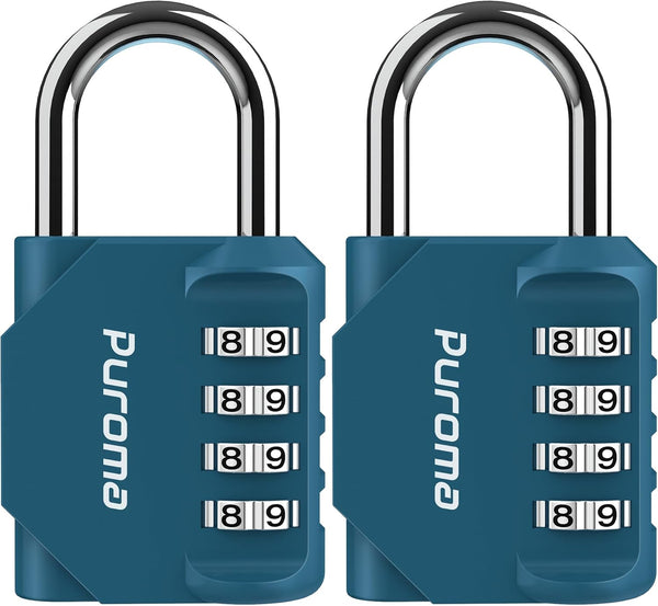 Puroma 2 Pack Combination Lock, 4 Digit Waterproof Padlock for School Gym Locker, Toolbox, Gate Storage