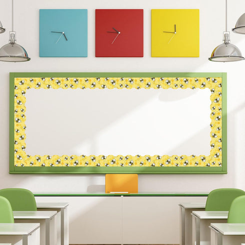 Whaline 32.8Ft Summer Bee Bulletin Board Border, Yellow Bee Honeycomb Die Cut Trim for Party Supplies