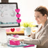 UPIHO Hot Pink Office Supplies Set, Stapler and Tape Dispenser with Clips, Scissors, and Sticky Notes