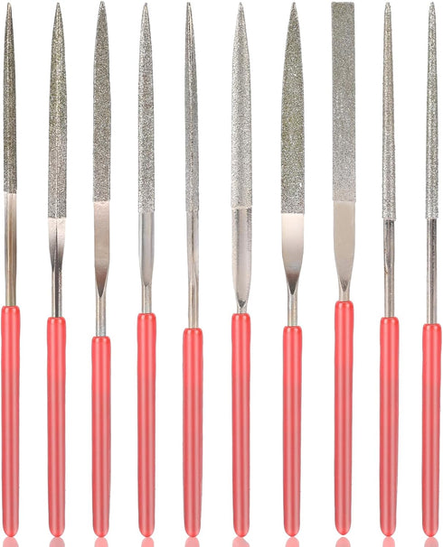 10Pcs Diamond Needle File Set, Mini Metal File Set for Jewelry Stone Carving Tools (2x100mm)