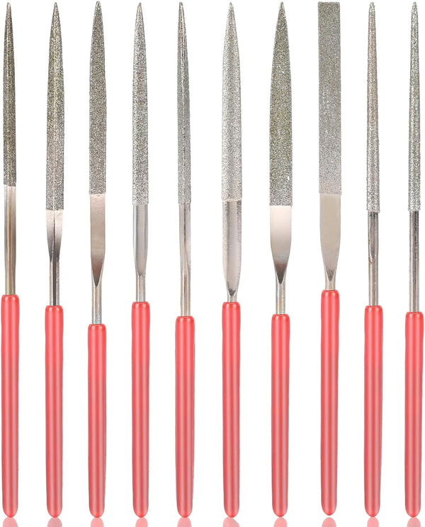 10Pcs Diamond Needle File Set, Mini Metal File Set for Jewelry Stone Carving Tools (2x100mm)