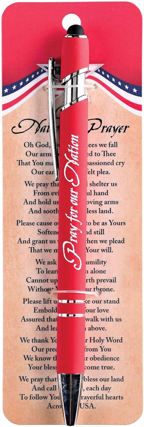 Retractable Ballpoint Ink Pen - 2-in-1 Metal Patriotic Our Nations Prayer with Stylus