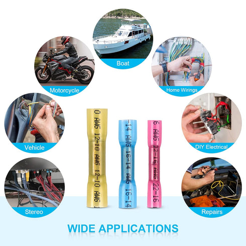 ZhiYo Heat Shrink Butt Connectors Kit, Insulated Waterproof Marine Automotive Wire Crimp Terminals