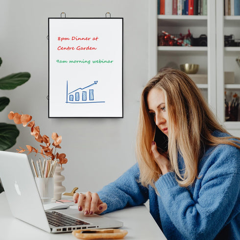 Dry Erase Calendar for Wall - 16"X12" Double-Sided Whiteboard Cork Board Combo, Small Hanging Magnetic Monthly Calendar