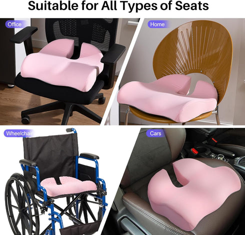 Tailbone Seat Cushion for Office Chair, Large Thick Seat Cushion for Pain Relief, Sciatica & Back Support, Memory Foam