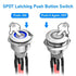 Linkstyle 19mm Latching Push Button Switch, 12V Metal Self Locking SPST ON-Off Switch with Wiring Harness, 5Pcs