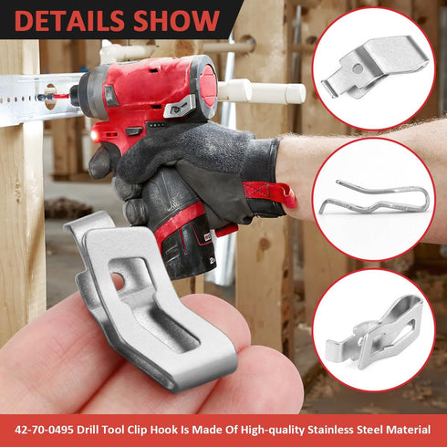 Belt Clips for Milwaukee, 2pcs 42-70-0495 Drill Tool Clips Hook Kit with Screws for Impact Wrench Driver