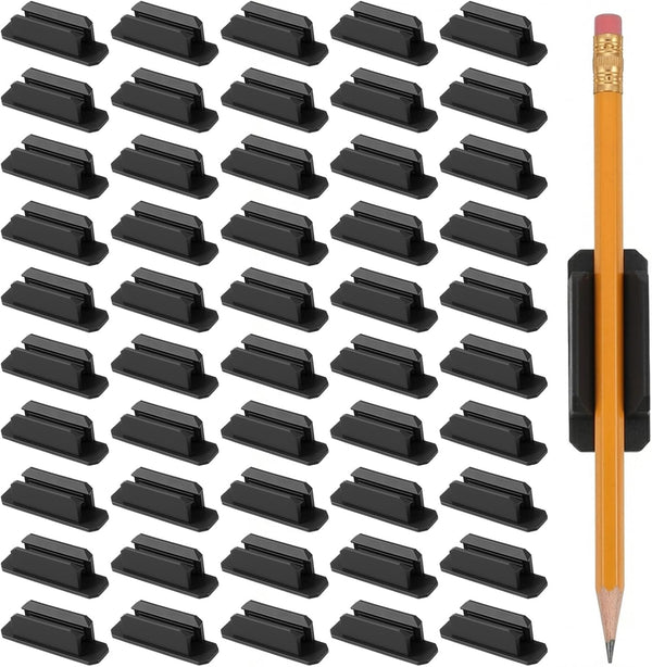 AOZUO 50 Pack Adhesive Pencil Holders for Desk, Silicone Flexible Adhesive Pen Holder