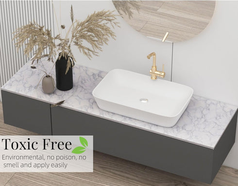 15.8"x118" White Marble Wallpaper - Self Adhesive Contact Paper for Kitchen Cabinets and Bathroom Refurbishment