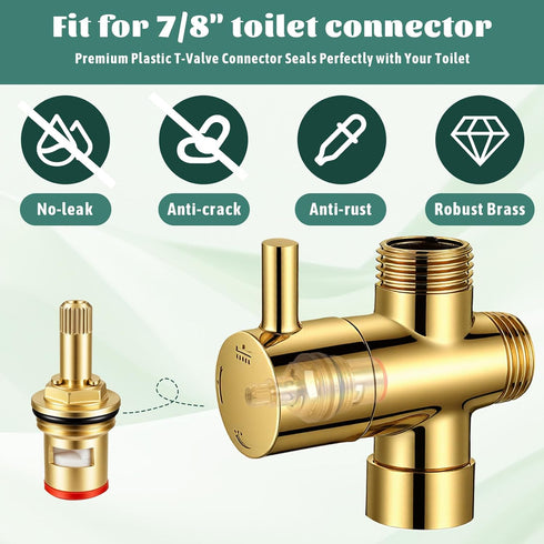 SHENLIU Gold Handheld Toilet Bidet Sprayer for Toilet, Adjustable Water Pressure Control with Bidet Hose for Feminine