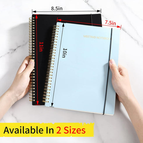 SUNEE Meeting Notebook with Sticky Tabs, 160 Pages A4 Size Project Planner for Note Taking and Office Organization