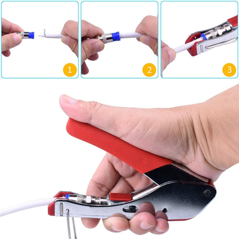 Coax Cable Crimper Tool Kit, rg6 rg59 Coaxial Compression Tool, Wire Stripper, 10pcs RG6 F Connectors by Gaobige