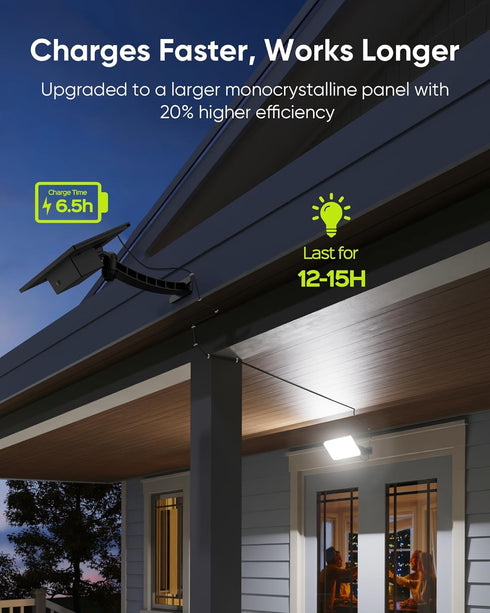 1000 299 4000mAh IP65 JACKYLED Lumens LED Solar Lights Outdoor Bright Solar Dusk to Dawn Light with Battery, Waterproof