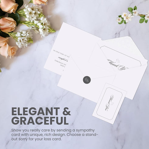 The Cherished Company Set 25 Funeral Thank You Cards with Envelopes | Sympathy Cards with Meaningful Message |