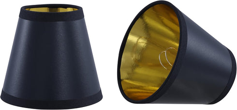 Aspen Creative 51054-2, Hardback Empire Transitional Clip-On Chandelier Shade, Black w/gold inside Washi Paper.