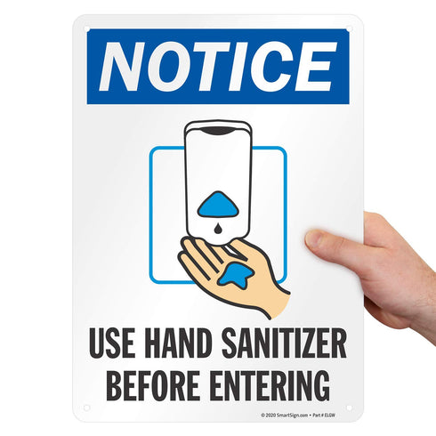 SmartSign 14 x 10 inch Notice - Use Hand Sanitizer Before Entering