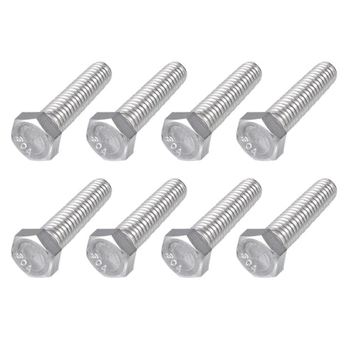 Hex Bolts 8Pcs (3/8-16x1-1/2") - 304 Stainless Steel UNC Fully Threaded Hex Head Screw Bolt for Furniture Repair, Silver