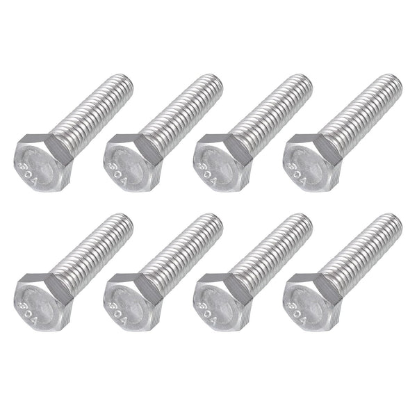 Hex Bolts 8Pcs (3/8-16x1-1/2") - 304 Stainless Steel UNC Fully Threaded Hex Head Screw Bolt for Furniture Repair, Silver