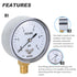 0-5 Psi Low Pressure Gauge, 2-1/2" Dial Size, 304 Stainless Steel Case, 1/4" NPT Lower Mount for Water Air Tire Test
