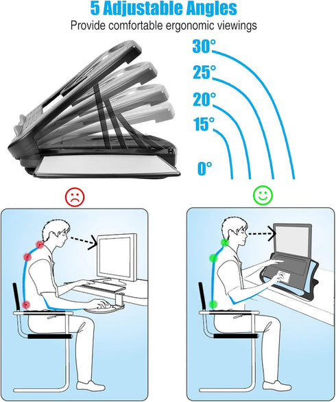 Laptop Lap Pad with Attached Mouse Pad & USB Cooling Fan - Non-Slip Heat Shield Stand