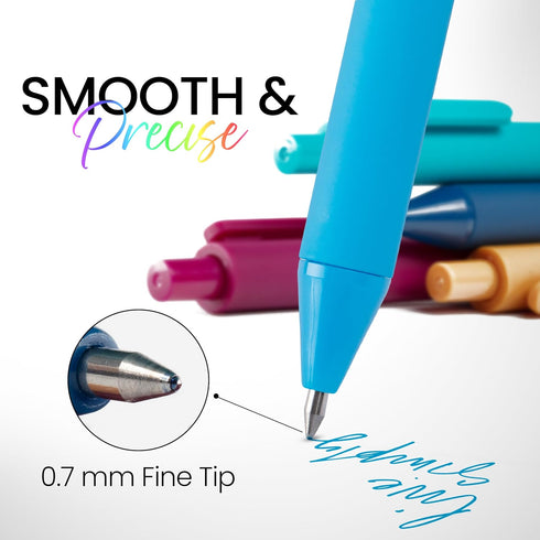 Loddie Doddie Vivid Gel Pens, 8 Pack, 0.7 mm Medium Point Smooth Writing Retractable Pens, No Bleed