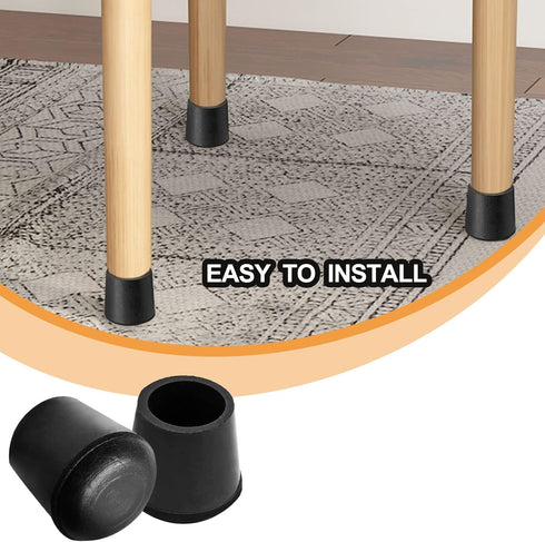 Piutouyar 16mm 5/8 Inches Black(20Pcs) Round PVC Rubber Furniture Covers, / Table Chair Leg Tip Protectors, Non-Slip