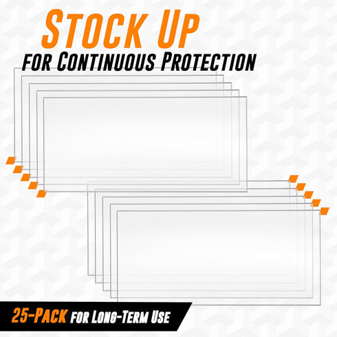 25 Pack 2x4.25 0.04" 2x4 Mutt Tools Clear Welding Lenses - Premium Thick Clear Lens for Welding Hood - Welding Lens