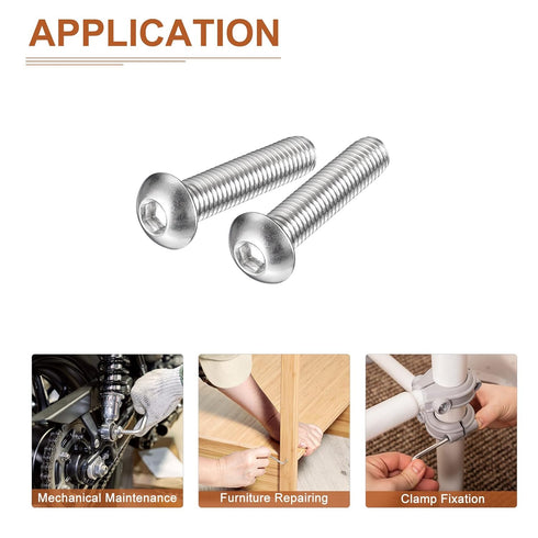 M10-1.5x45mm Button Head Socket Cap Screws, 20 Pack, Good for Machine, 304 Stainless Steel 18/8, Hex Drive Full Thread