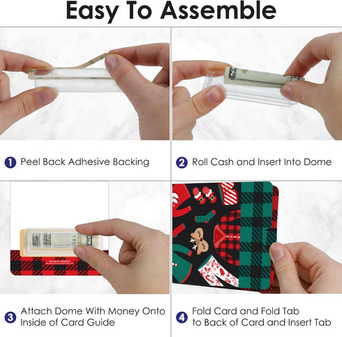 Set 6 Big Dot of Happiness Christmas Pajamas - DIY Assorted Holiday Plaid PJ Party Cash Holder Gift - Funny Money Cards