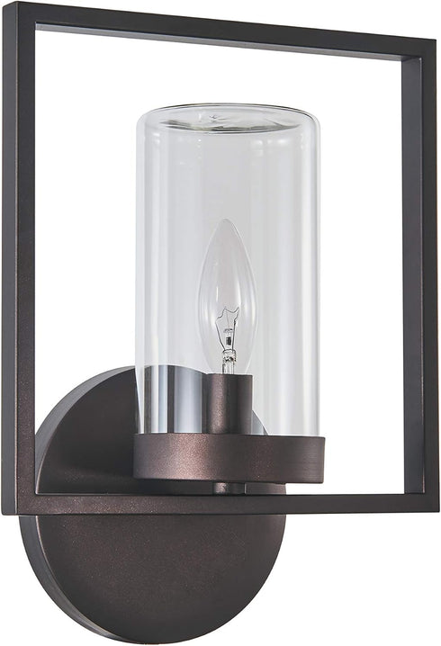 1 13" Transitional Light Rubbed Bronze Outdoor/Indoor Wall Sconce Tall