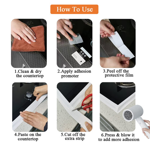 White Caulk Tape Sealant Strip for Bath & Kitchen, 1.5''x10.5FT PVC Self Adhesive Waterproof Caulking Sealing Strip