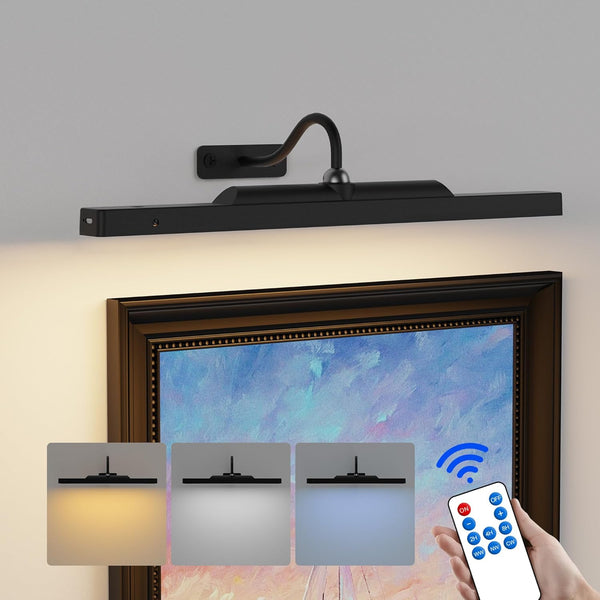Dimmable Cordless Picture Light for Wall 16n, 5000mAh Rechargeable Battery Wall Sconce