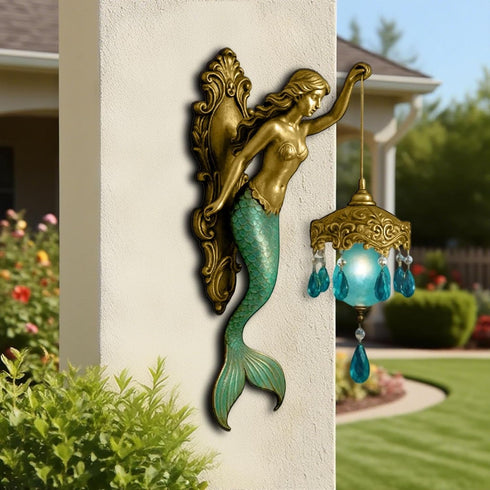Generic Mermaid Wall Lamp, 8Inch Vintage Wall Sconce, Ocean-Themed Bronze Fixture, Vintage Style