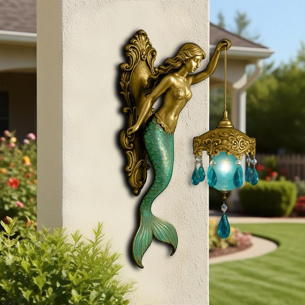 Generic Mermaid Wall Lamp, 8Inch Vintage Wall Sconce, Ocean-Themed Bronze Fixture, Vintage Style