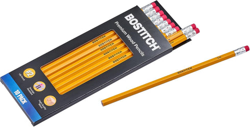 Bostitch Premium #2 Pencils, American Cedar Wood, Pre-Sharpened, HB Graphite, 10-Pack