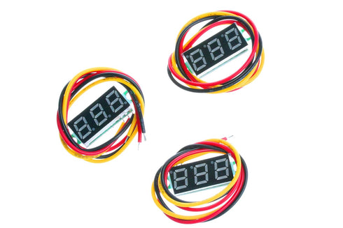 NOYITO 0.28 inches LED Ultra-small DC Digital 0-100V Voltmeter, 3-Wire Battery Voltage Tester, Pack of 3