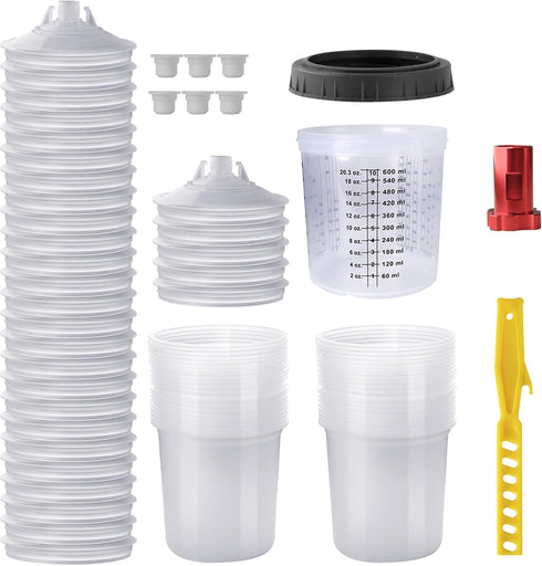Disposable Paint Mixing Cup Kit,HVLP Paint Sprayer Gun Mixing Cups with 30