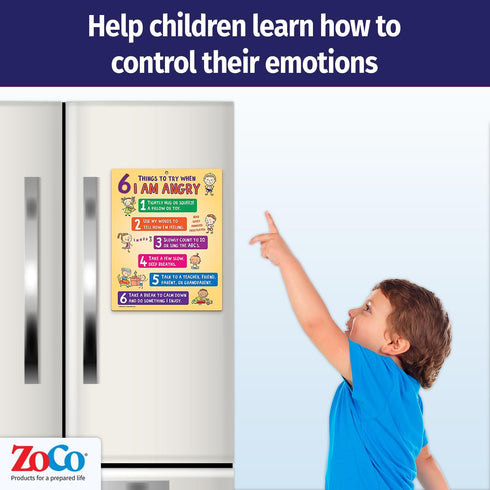 ZOCO Behavior Management Chart - Anger Control & Coping Tools for Kids - Laminated Card with Magnets, 8.5" x 11" for
