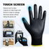 KAYGO Safety Work Gloves PU Coated for Men and Women- KG11PB,12 Pairs,Seamless Knit Glove with Two Fingers Touchscreen,Ideal for General Duty Work (Large,Black)
