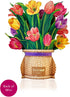 6 Inch 3D Freshcut Paper Pop Up Cards, Mini Festive Tulips, Mini Sized Forever Flower Bouquet Popup Greeting Cards