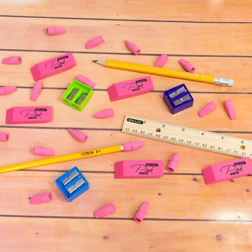BAZIC Pink Eraser Top, Latex Free Pencil Tops Erasers, Arrowhead Caps for Student Classroom Bulk Packs, 144 Count.