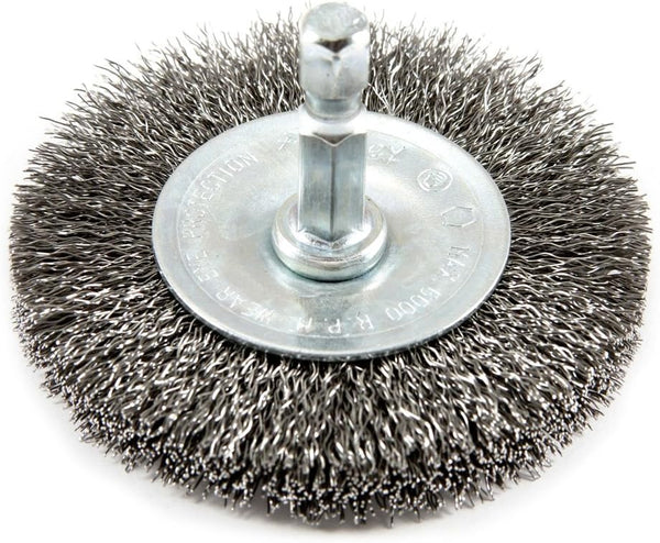 Forney 72734 Wire Wheel Brush, Fine Crimped, 2-1/2-Inch-by-.008-Inch with 1/4-Inch Hex Shank