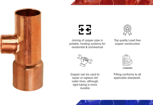Everflow Supplies CCRT1256 1-1/4 X 1 X 3/4" C X C X C REDUCING TEE FITTING WITH SOLDER CUPS FOR COPPER PIPE by Everflow