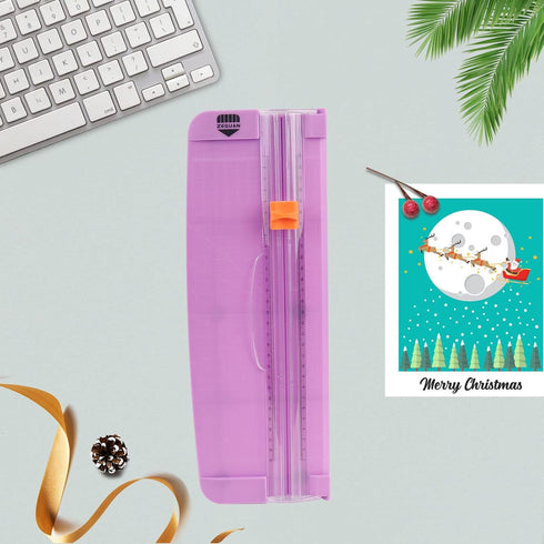 ZEQUAN Small Purple A4 Paper Trimmer, Portable Cutter for Label, Origami, Card, Photo, Coupon, Scrapbook, Cardstock,